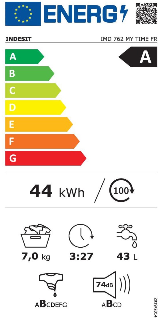 Lave linge Frontal INDESIT 1200 trs/min, 7Kg, Blanc - IMD762MYTIMEFR Lave linge Frontal INDESIT 1200 trs/min, 7Kg, Blanc - IMD762MYTIMEFR