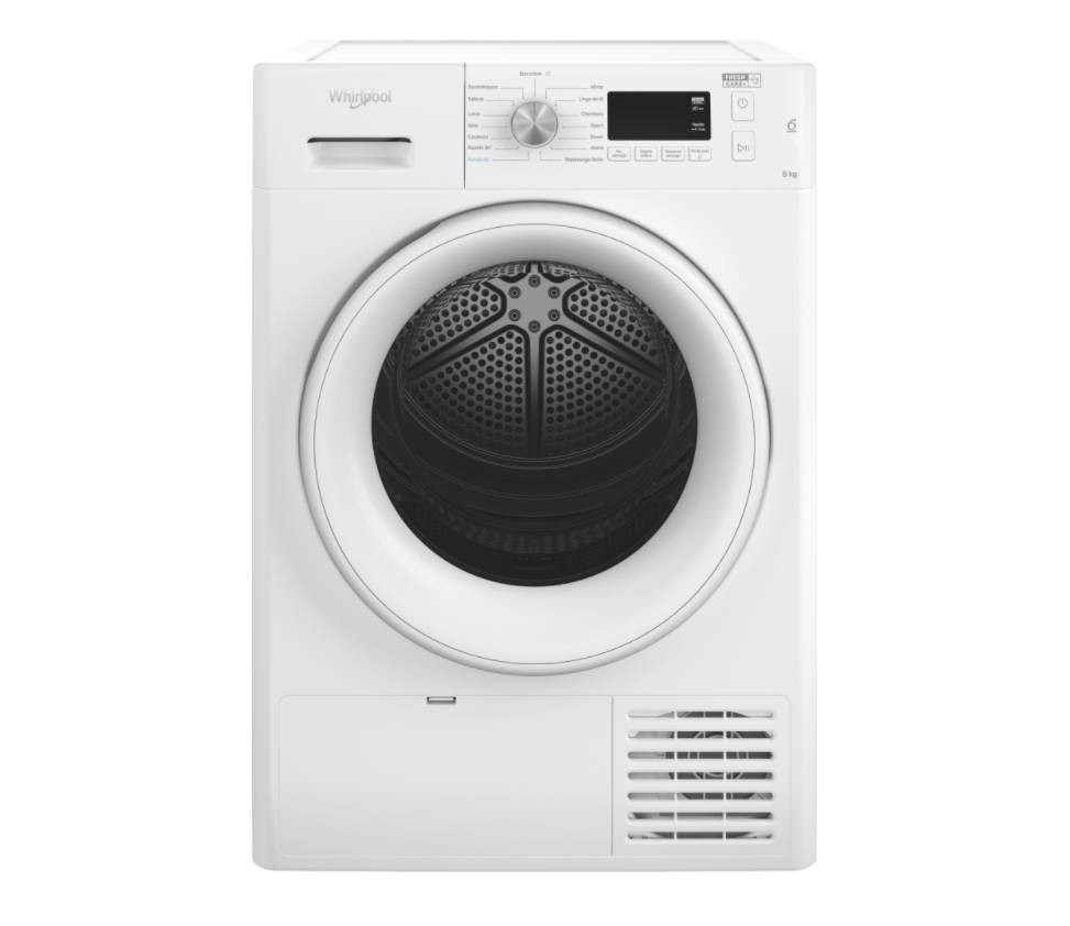 WHIRLPOOL Sèche linge Condensation 6ème sens FreshCare+ 8kg Blanc - FFTCM118XBFR