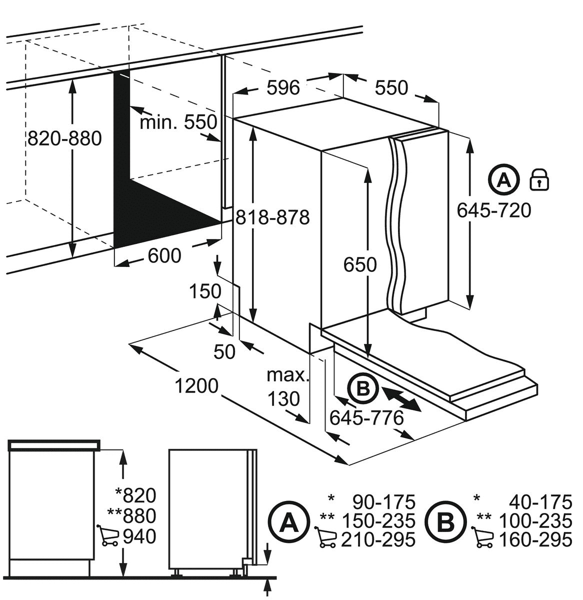Lave vaisselle tout integrable 60 cm FAURE - FDLN5521 Lave vaisselle tout integrable 60 cm FAURE - FDLN5521