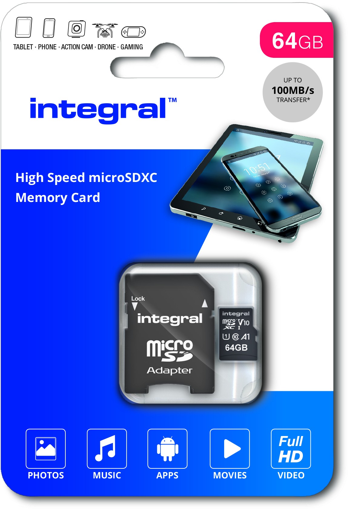 INTEGRAL Carte mémoire 64 Go INMSDX64G-100V10
