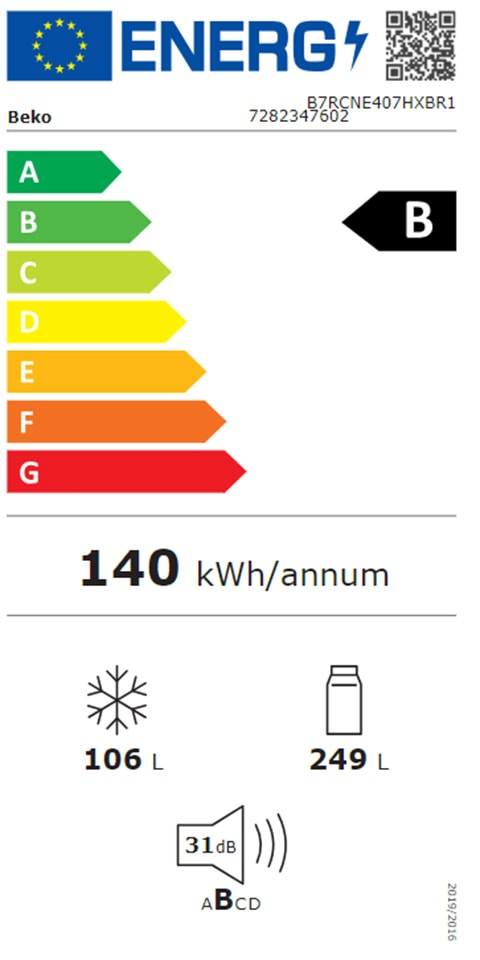 Réfrigérateur congélateur bas BEKO  - B7RCNE407HXBR1
