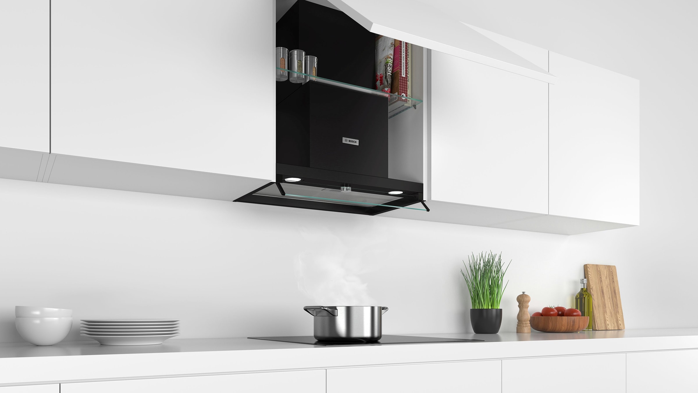 Hotte intégrée BOSCH 3 vitesses 60cm Noir - DBB66AF60