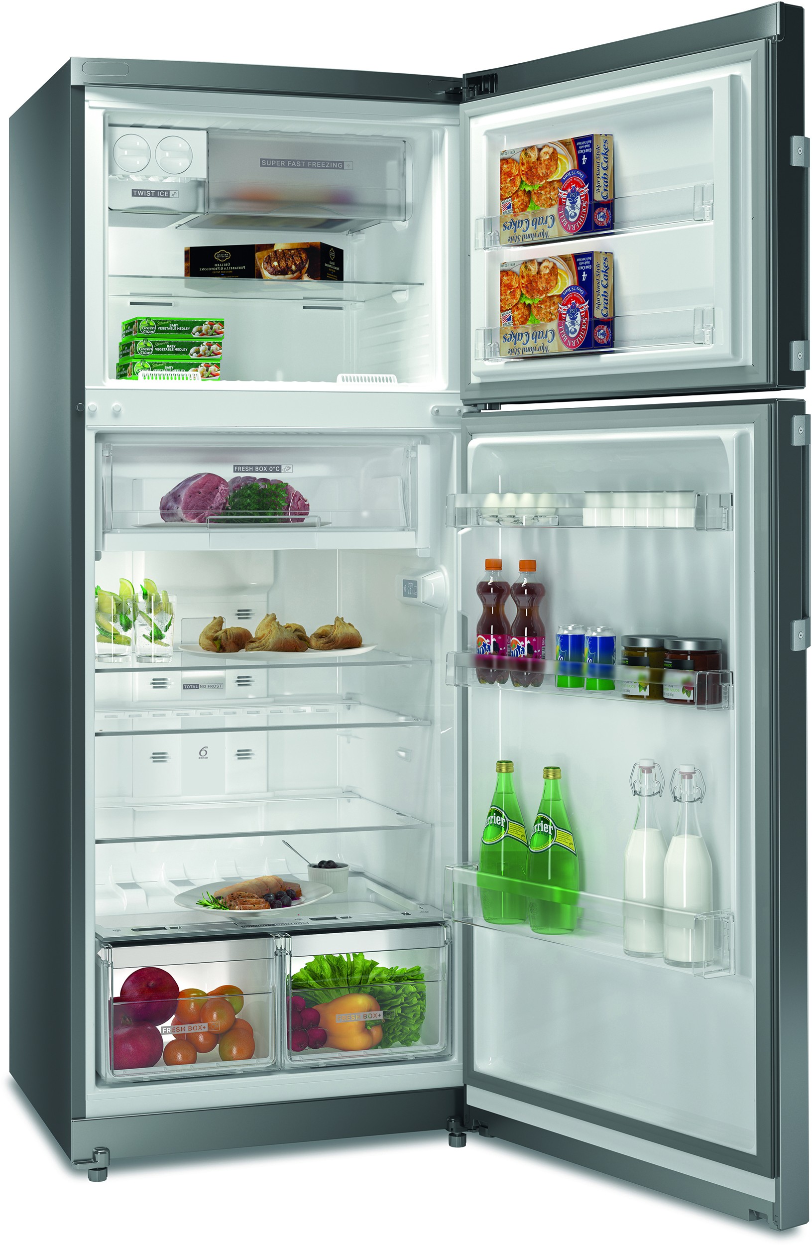 WHIRLPOOL Réfrigérateur congélateur haut 6ème Sens No Frost 423L Inox - WT70I832X