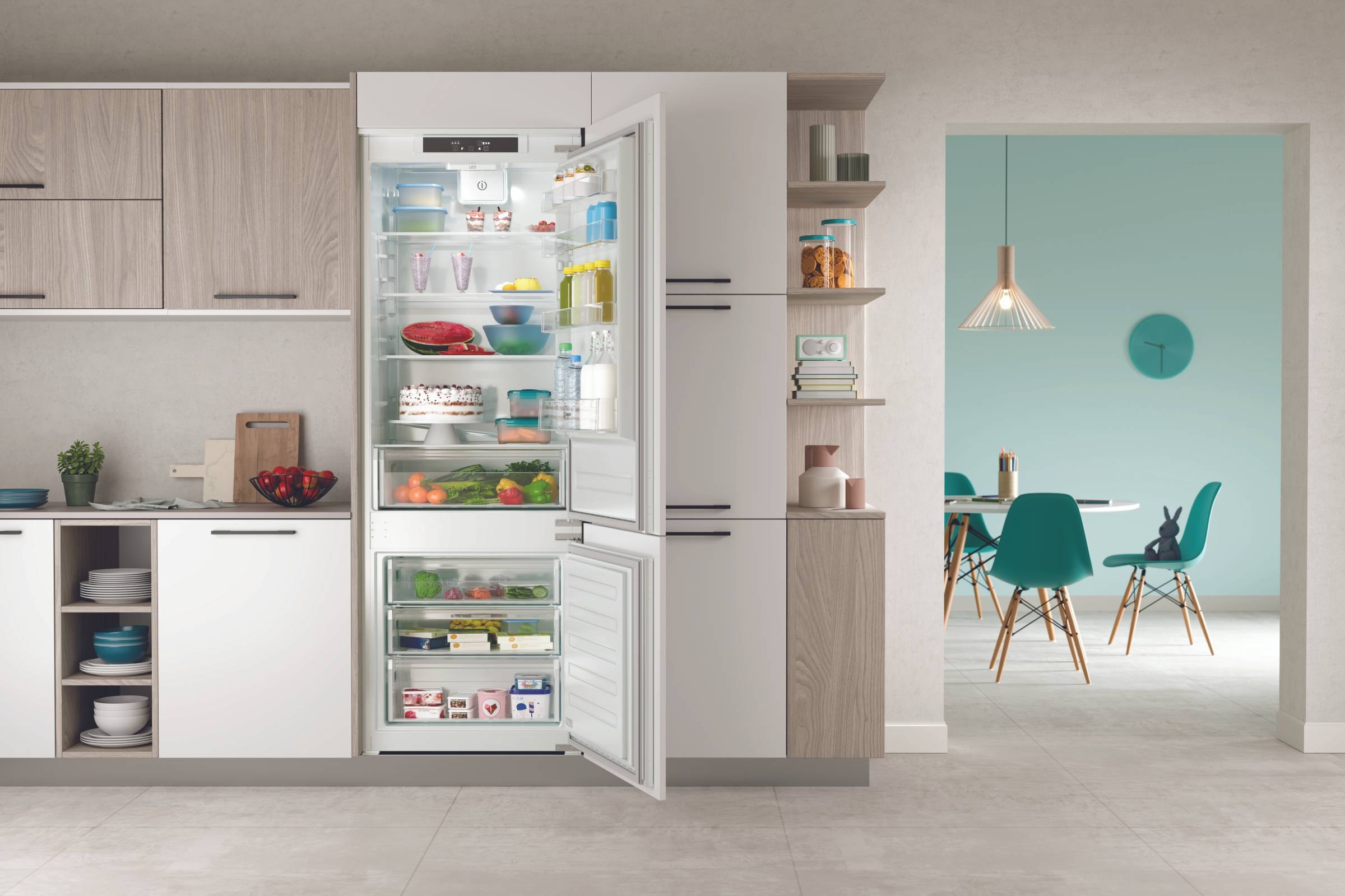 Réfrigérateur congélateur encastrable INDESIT 400L Froid brassé Gris - IND402