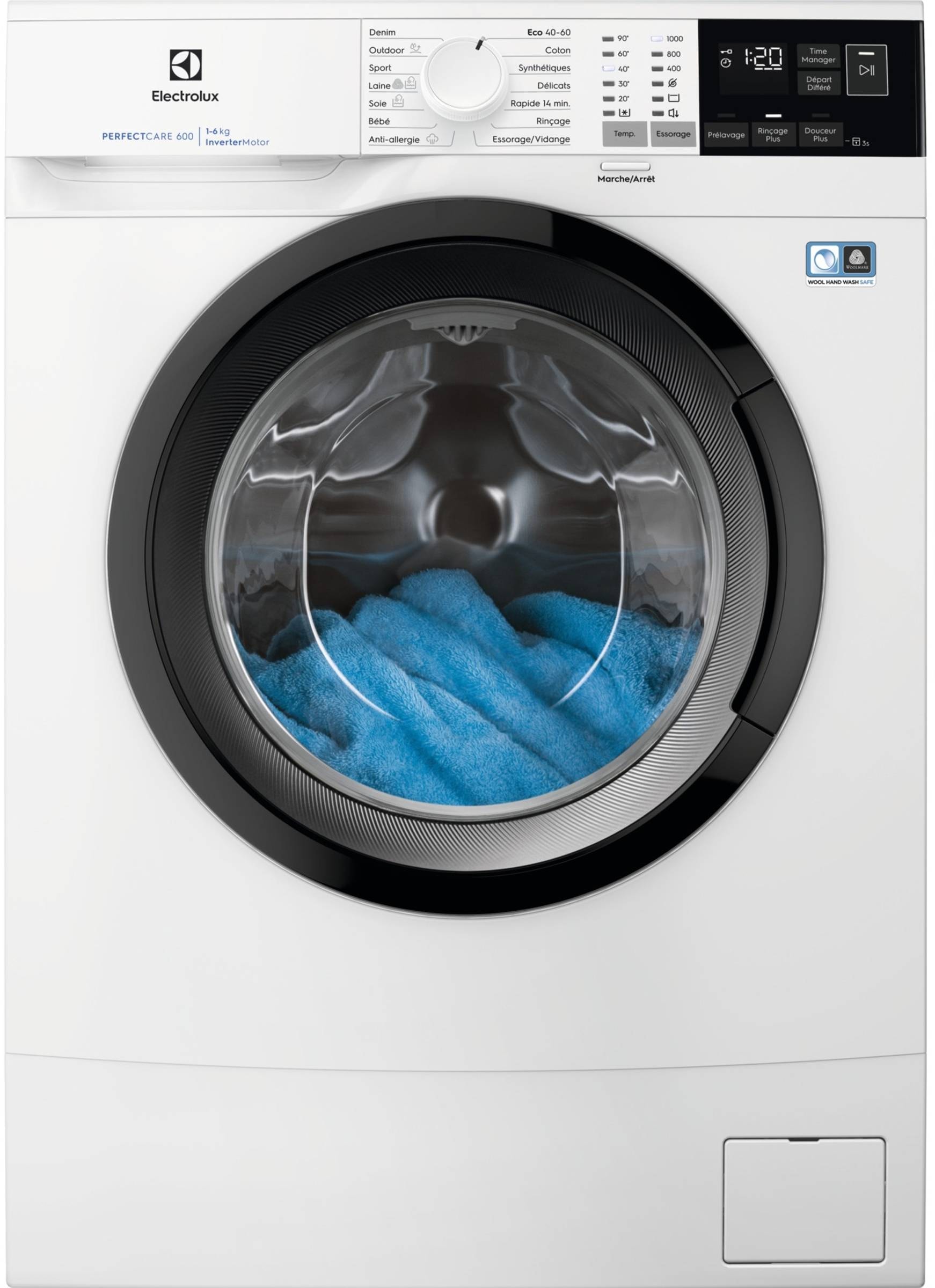 Lave linge Frontal ELECTROLUX , PerfectCare 600, 1000 trs/mn, 6kg, Blanc EW6S1065NBB