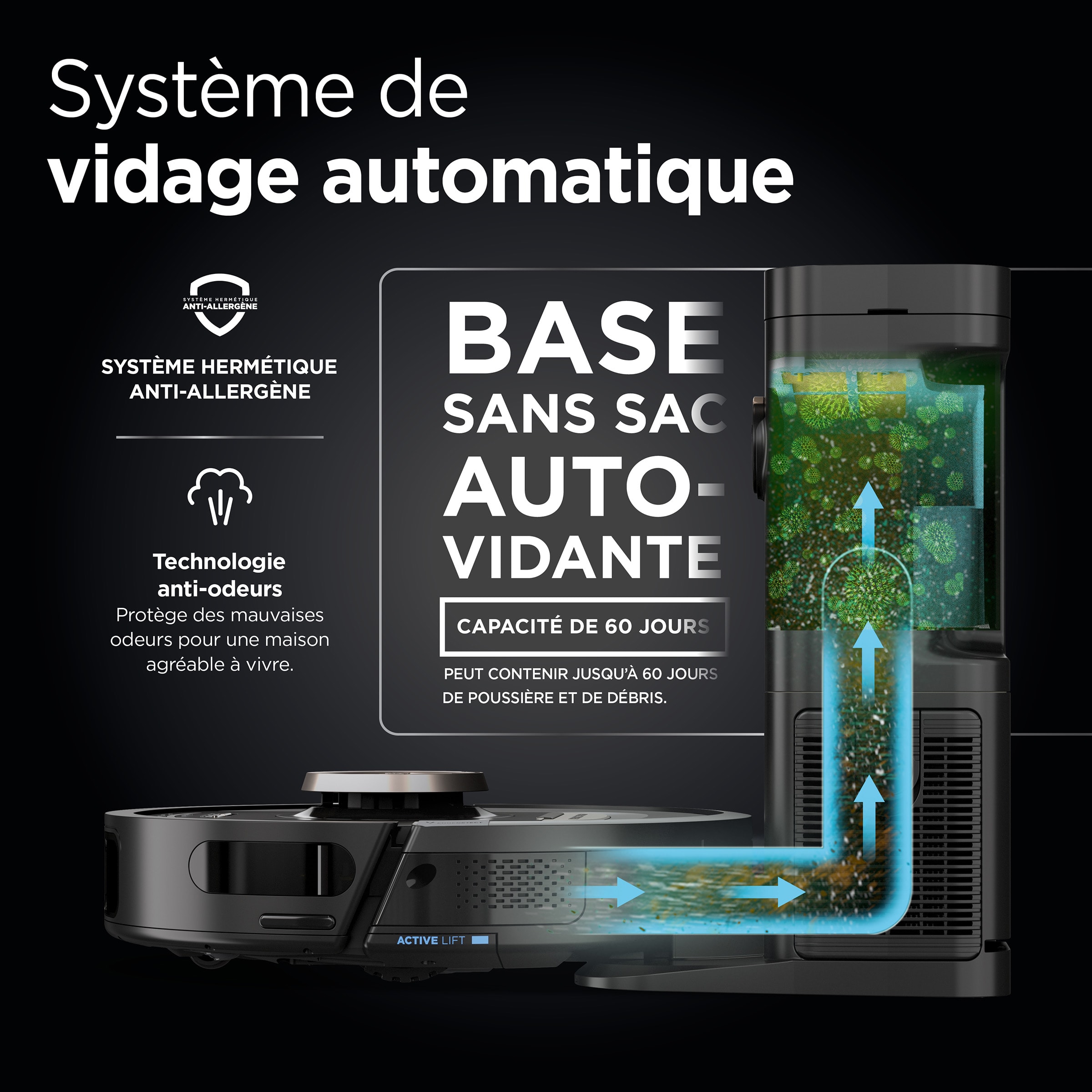 Aspirateur robot SHARK Laveur, Power detect, avec station, LIdar, Noir - RV2820VEEU Aspirateur robot SHARK Laveur, Power detect, avec station, LIdar, Noir - RV2820VEEU