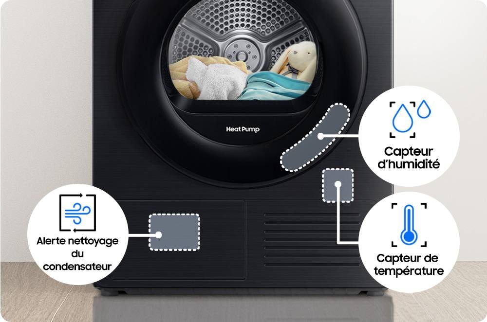 Sèche-linge pompe à chaleur SAMSUNG Quick Dry SmartThings 8kg - DV80CGC0B0TH