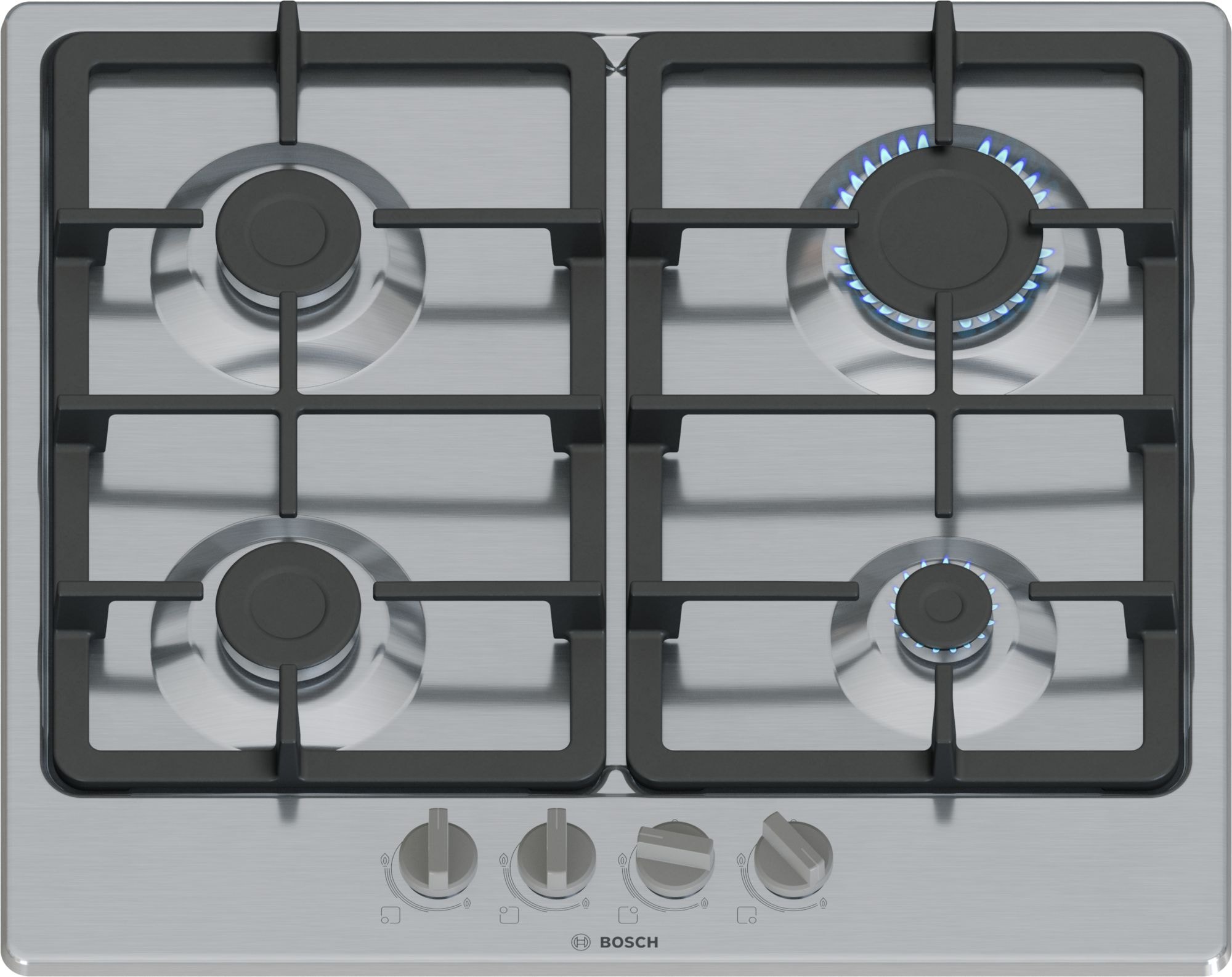 Plaque gaz BOSCH 4 foyers 60 cm Inox PGP6B5K90