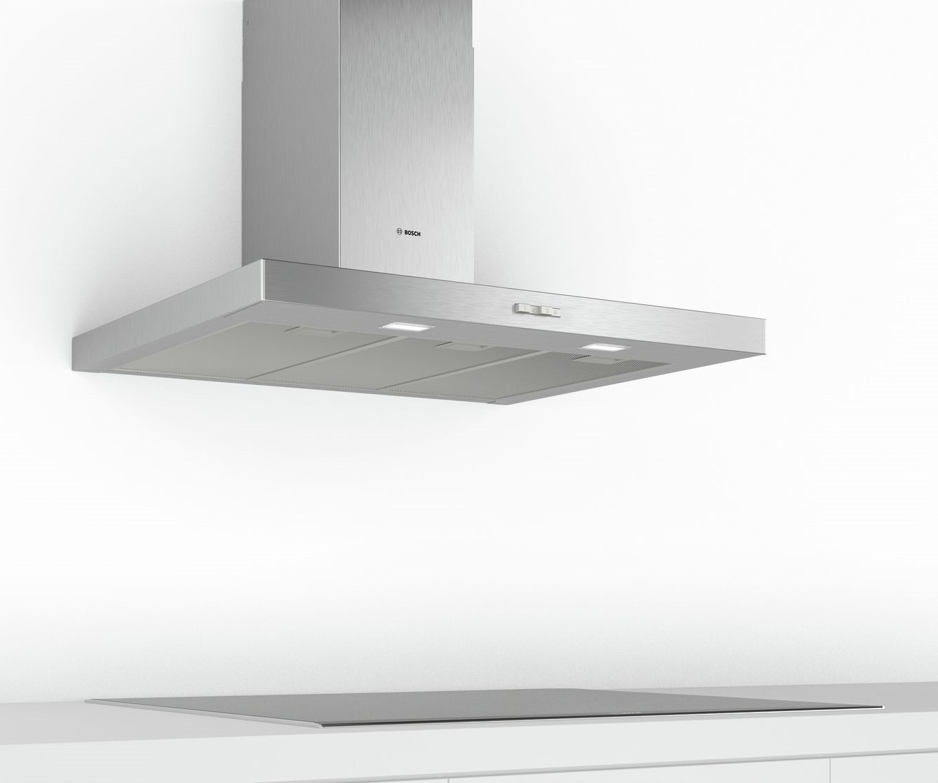 Hotte decorative murale BOSCH Serie 2, 3 vitesses, 64 dB, 90cm, Inox - DWB94BC50