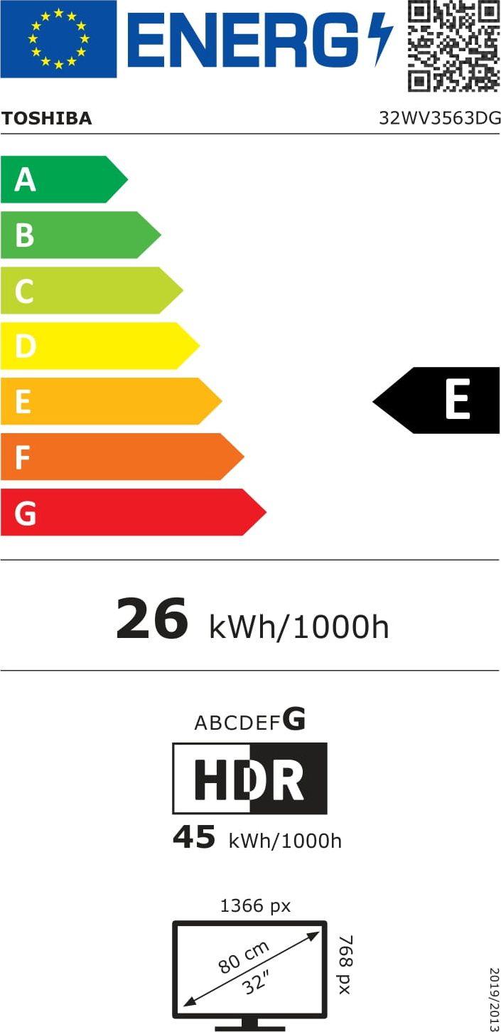 TV LED 80 cm TOSHIBA VIDAA 50Hz 32" - 32WV3563DG