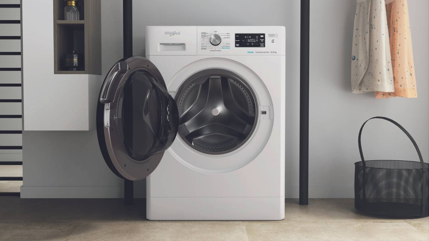 Lave linge sechant Frontal WHIRLPOOL , 1400trs/mn, 8kg, Blanc - PFFWDB864349BVFR Lave linge sechant Frontal WHIRLPOOL , 1400trs/mn, 8kg, Blanc - PFFWDB864349BVFR
