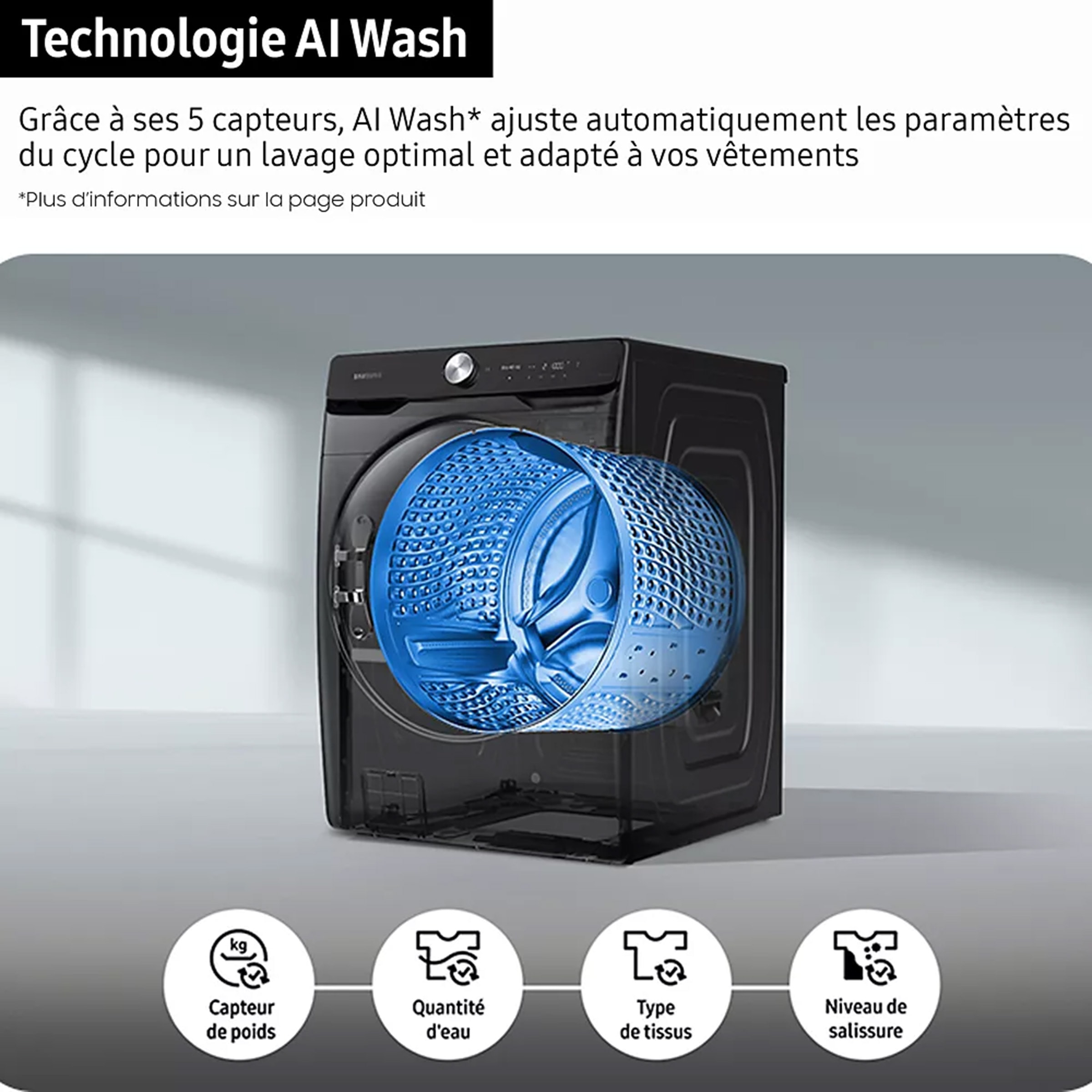 Lave linge Frontal SAMSUNG 20kg 1000trs/min Blanc - WF20DG8650BW