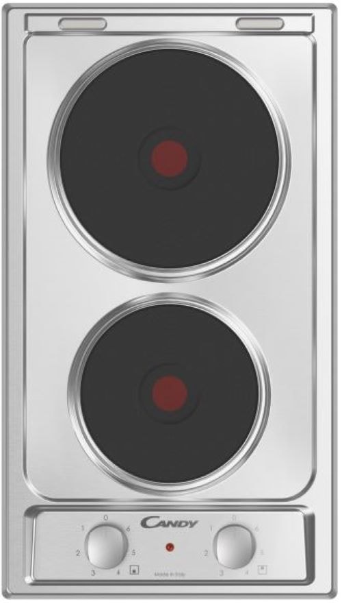 Domino electrique CANDY , 2 foyers, 3500W, 30cm, Inox - CE32XK