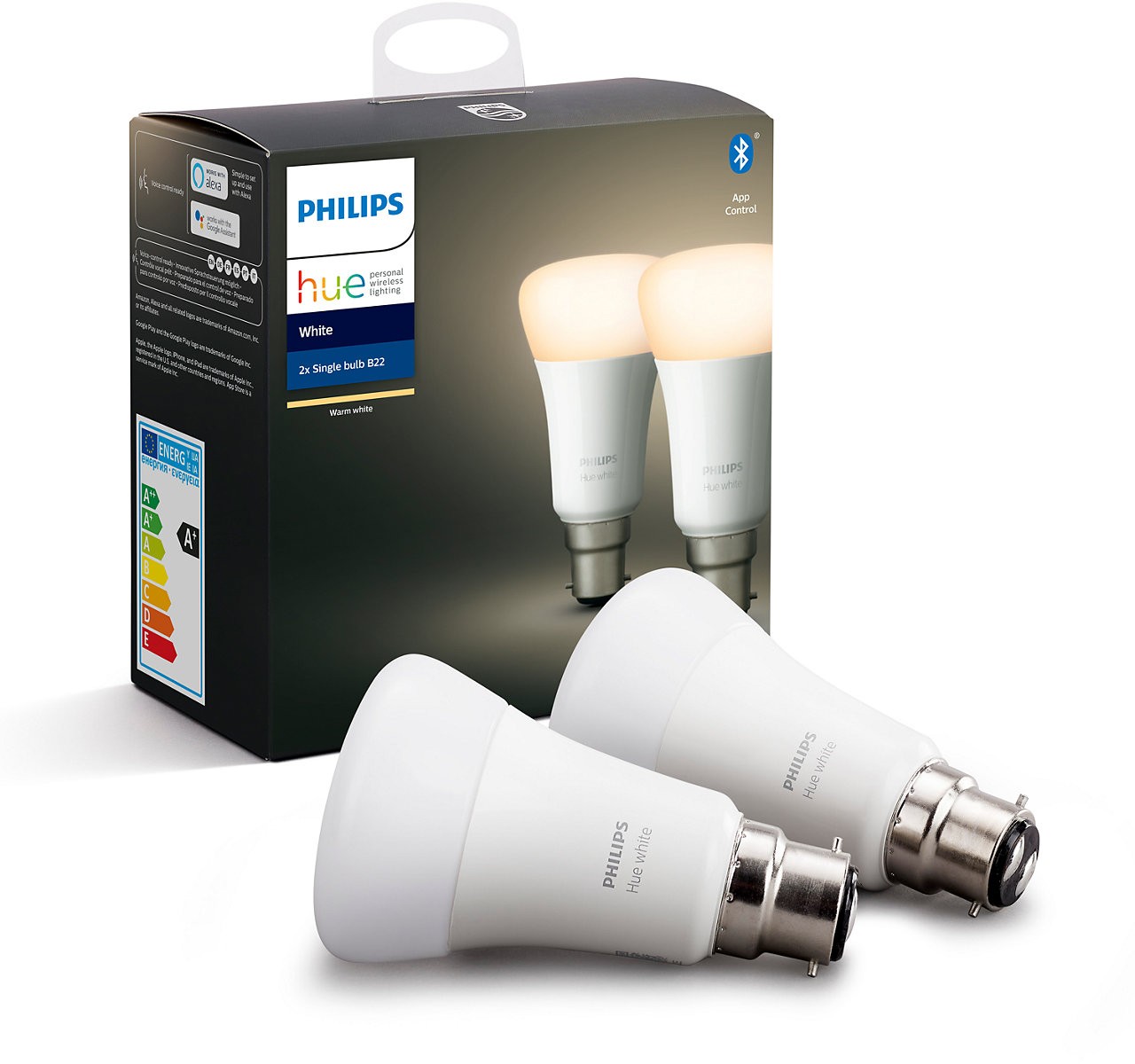PHILIPS HUE Lumière connectée White Pack B22 x2