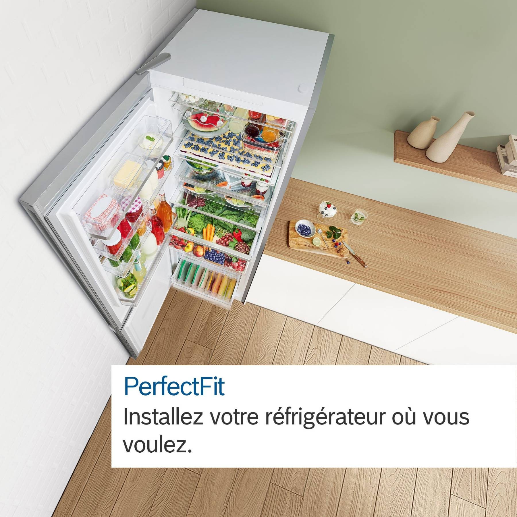 BOSCH Réfrigérateur congélateur bas Série 4 No Frost VitaFresh 311L Inox - KGN497ICT