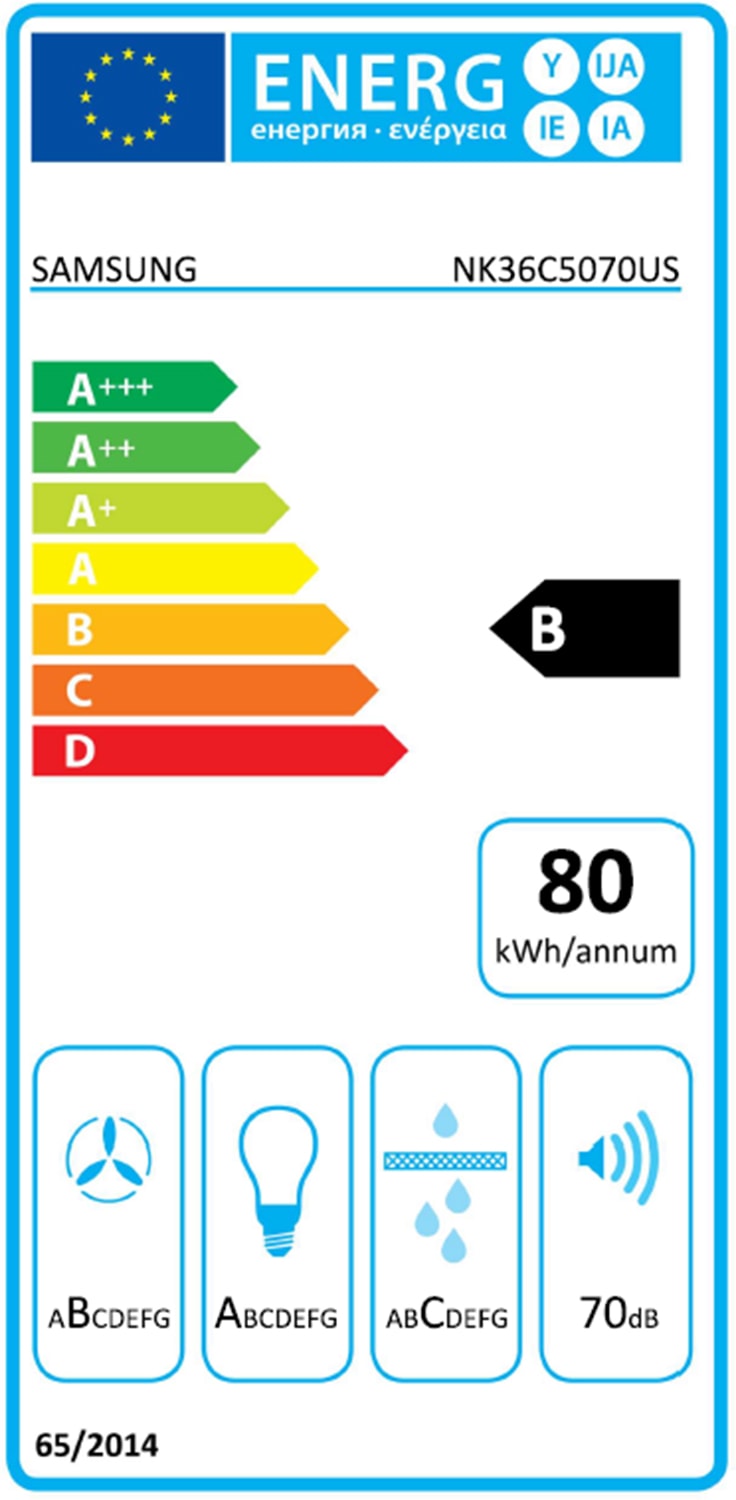 Hotte decorative murale SAMSUNG 90cm 70dB Inox / Noir - NK36C5070US