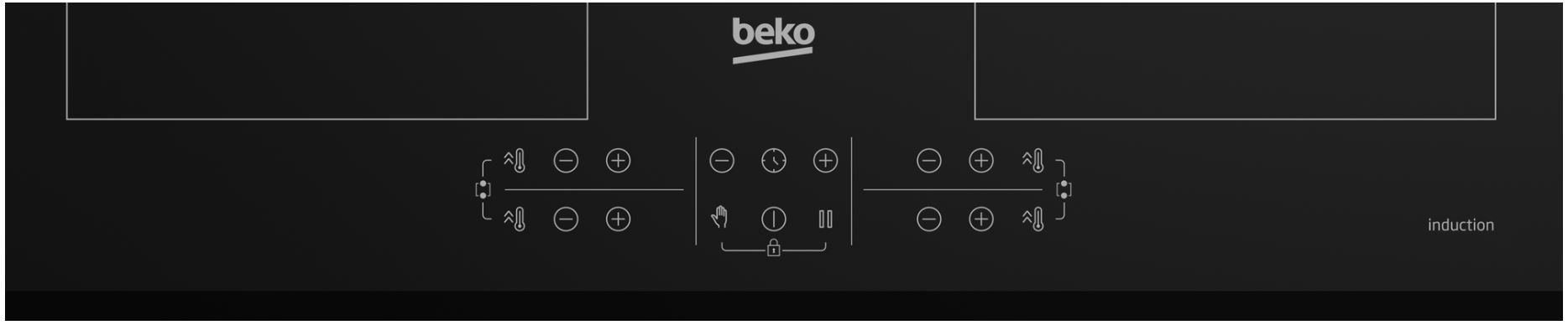 Plaque induction BEKO 4 foyers dont 2 zones modulables 60cm Noir - HII64206F2MT
