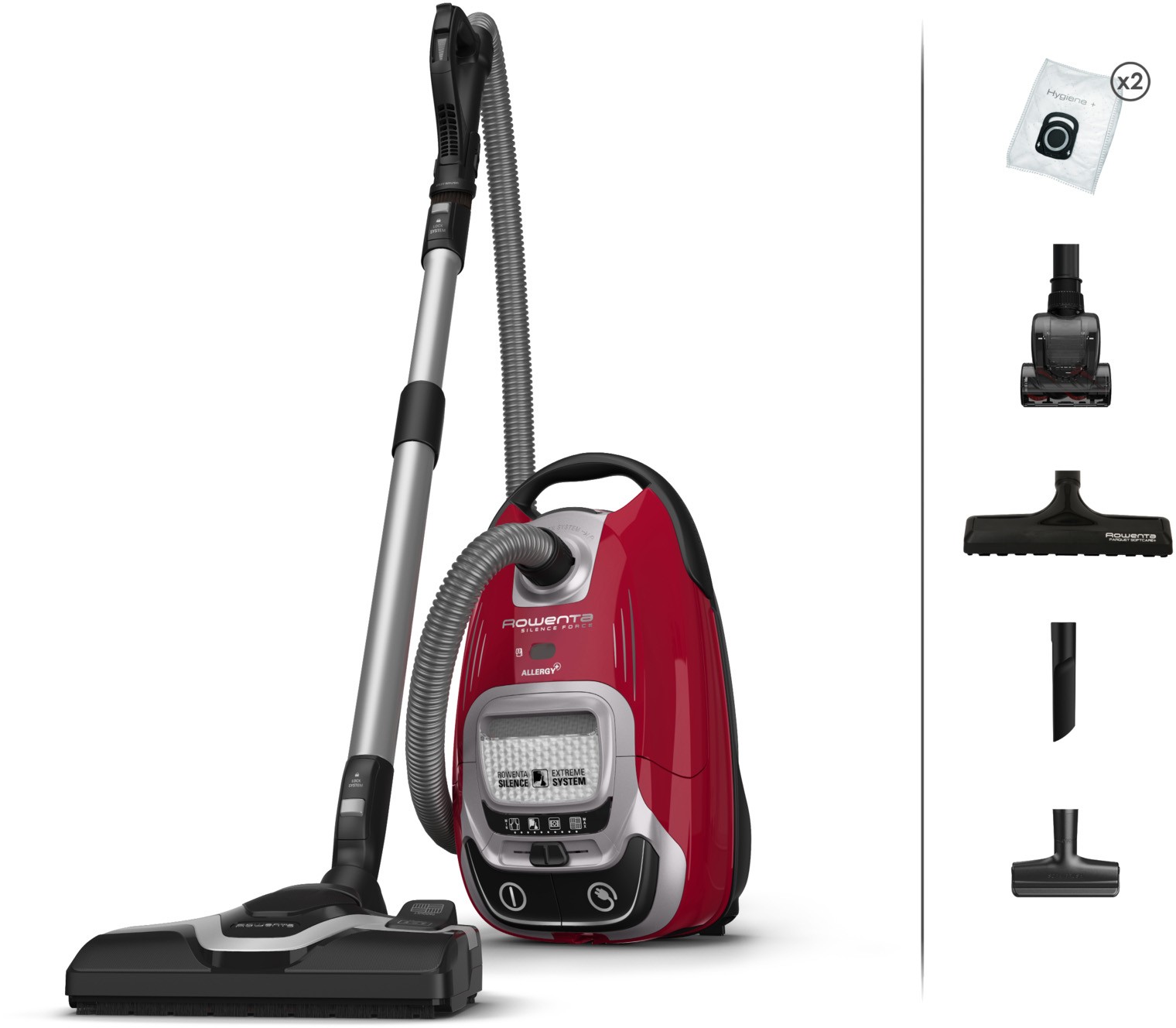 Aspirateur traîneau ROWENTA Silence Force Parquet et Animaux 400W Rouge - RO7473EA Aspirateur traîneau ROWENTA Silence Force Parquet et Animaux 400W Rouge - RO7473EA