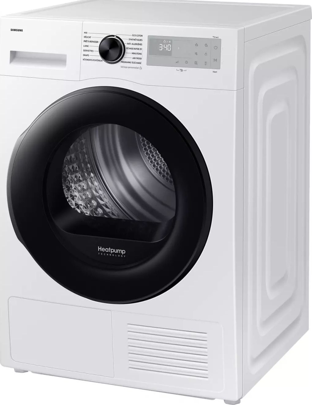 Sèche-linge pompe à chaleur SAMSUNG 9kg Moteur induction Optimal Dry Blanc - DV90DG52A0AH