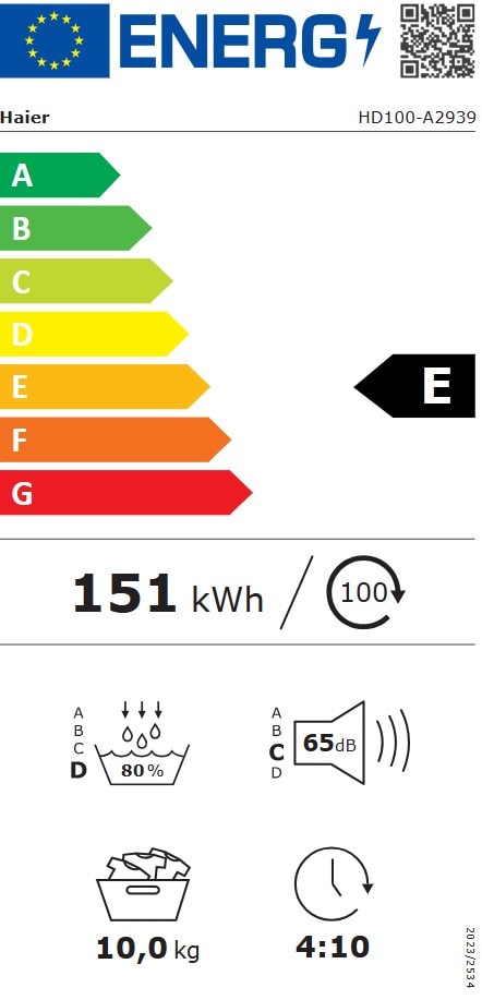 Sèche-linge pompe à chaleur HAIER 10kg Blanc - HD100-A2939-FR
