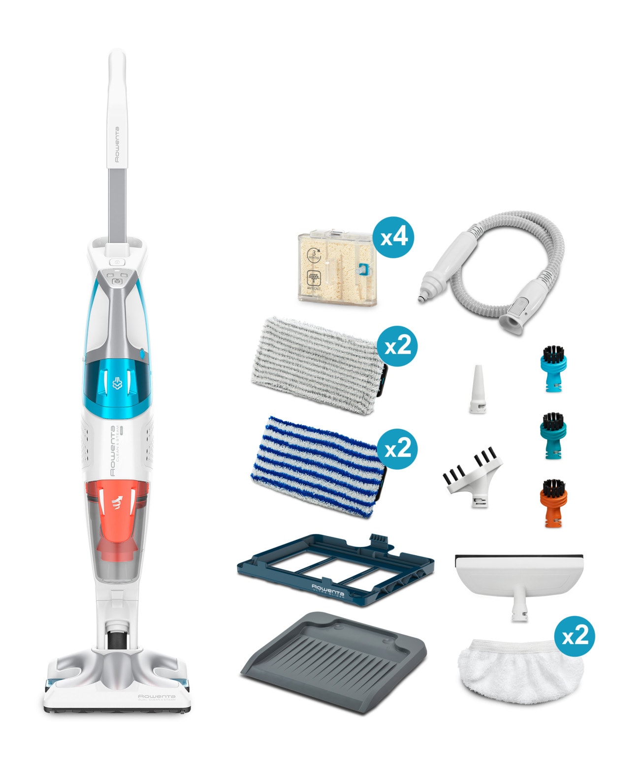 Aspirateur nettoyeur vapeur ROWENTA Main amovible Raclette vitre Ultra Glider Blanc Bleu - RY8544WH