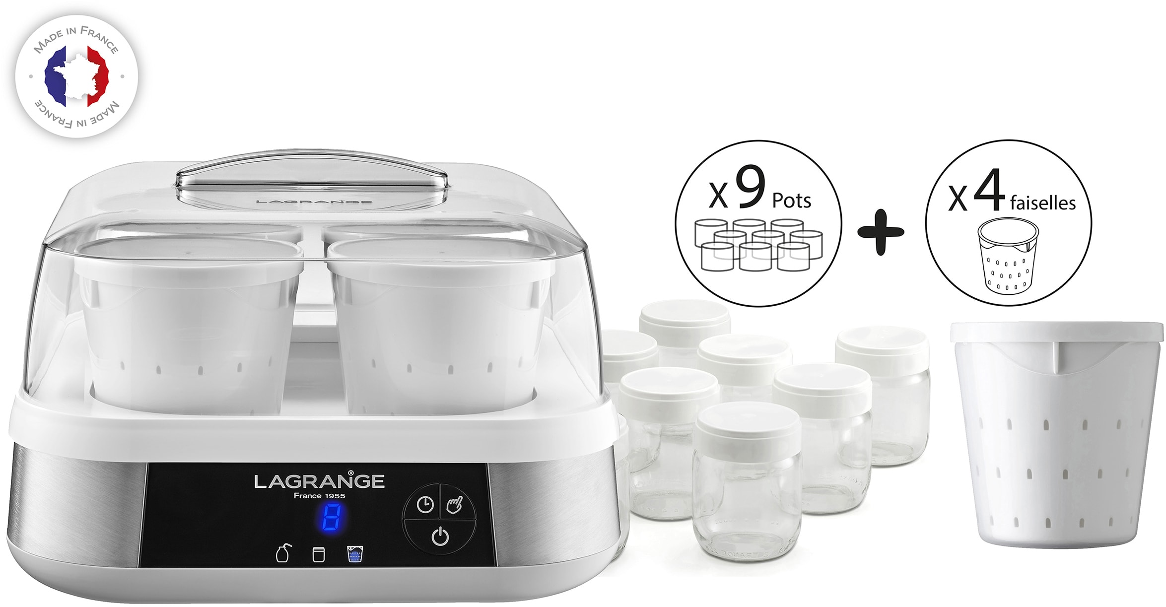 Yaourtière LAGRANGE 9 pots Fromage blanc et faisselle 459601