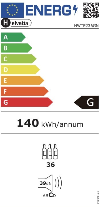 Cave à vin encastrable de service HELVETIA 36 bouteilles Noir - HWTE236GN