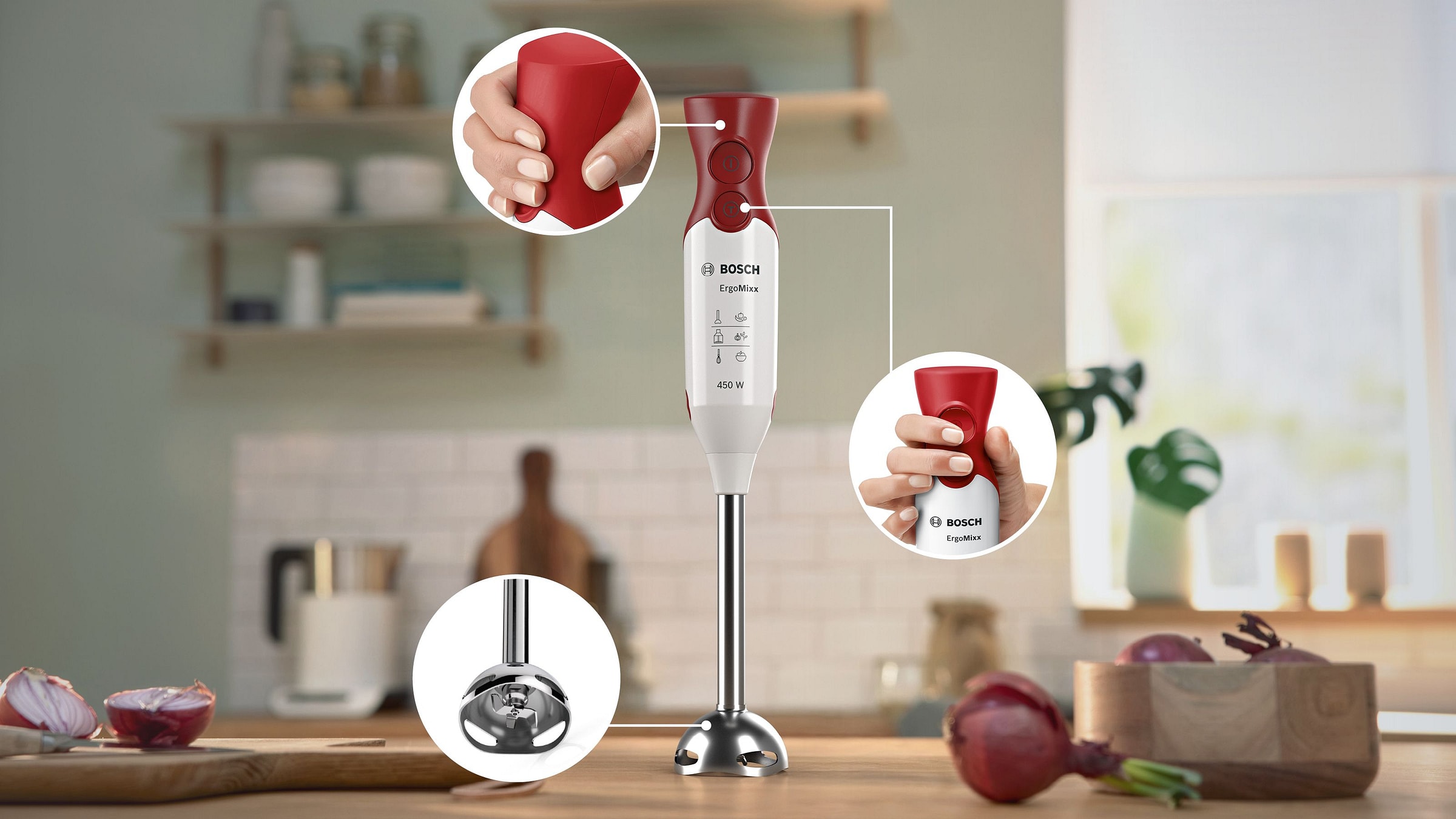 Mixeur BOSCH Bol mélangeur gradué 450W Blanc - MSM64110