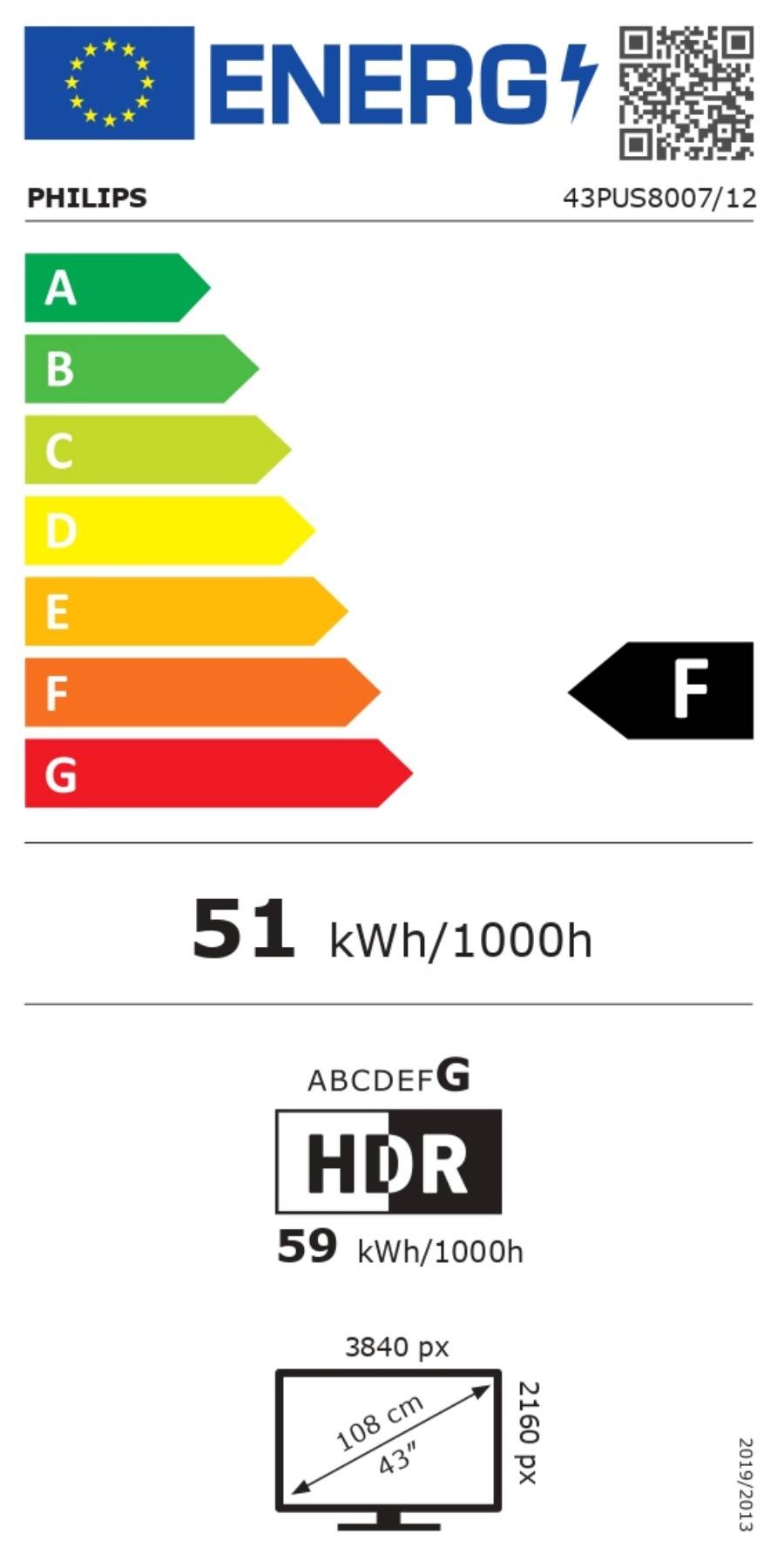 TV LED 4K 108 cm PHILIPS Ambilight 43" - 43PUS8007