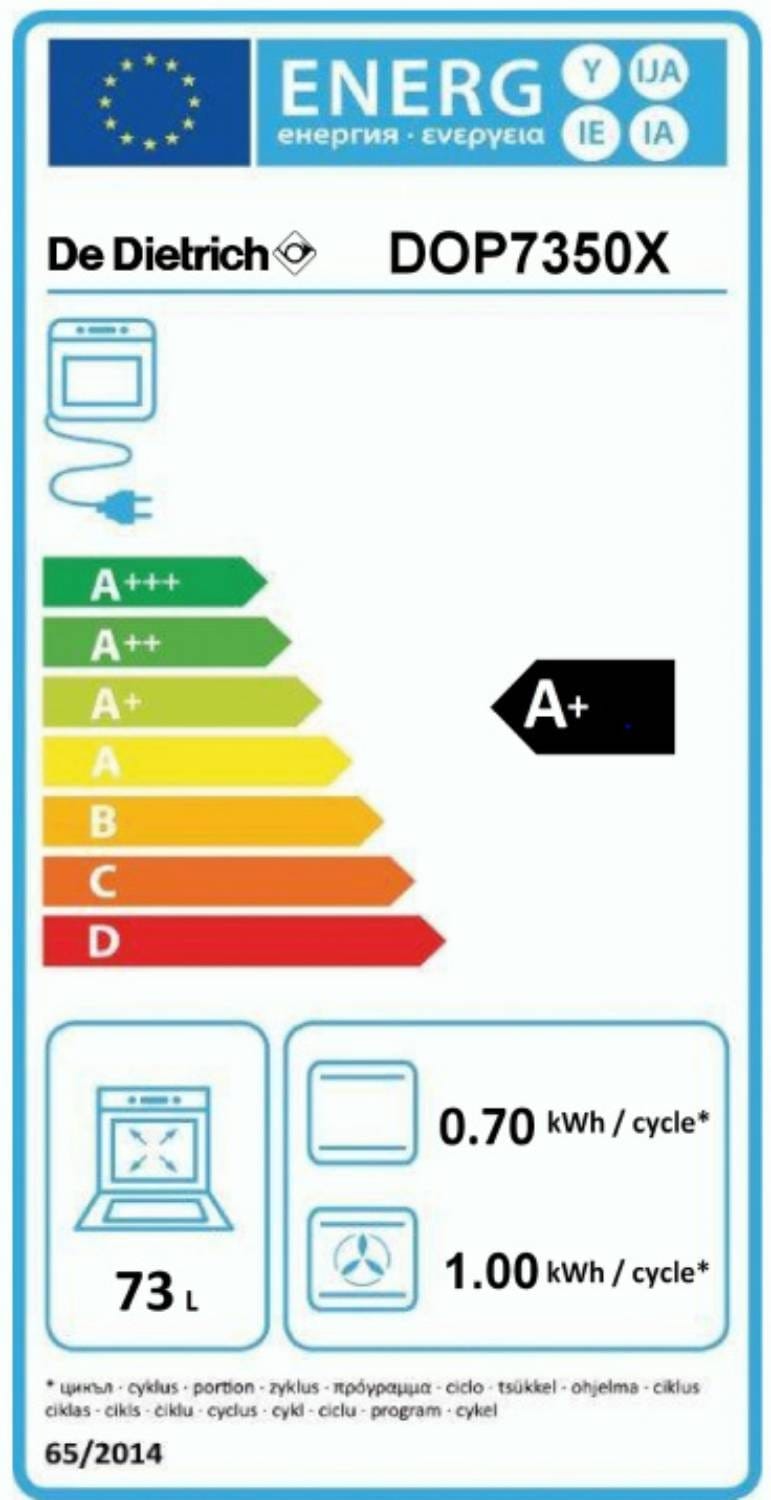 DE DIETRICH Four encastrable pyrolyse Chaleur tournante Basse temperature 73L Noir - DOP7350A