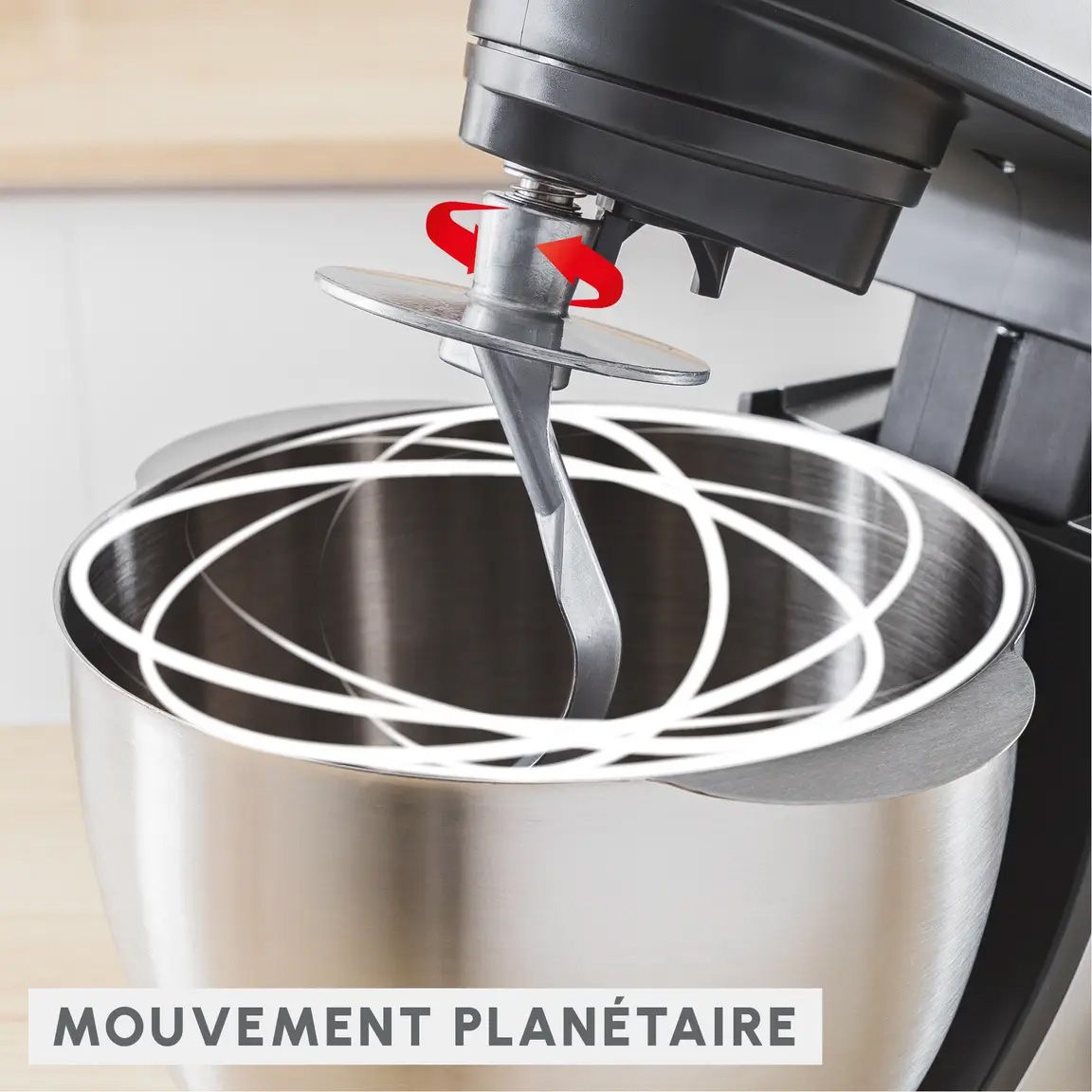 Robot pâtissier MOULINEX 4.8L 800W Ecru - QA160110