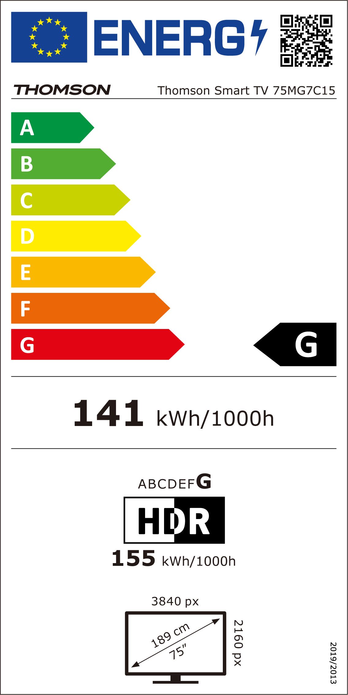 TV Mini LED 4K 164 cm THOMSON 75" 4K 144Hz Noir - 75MG7C15