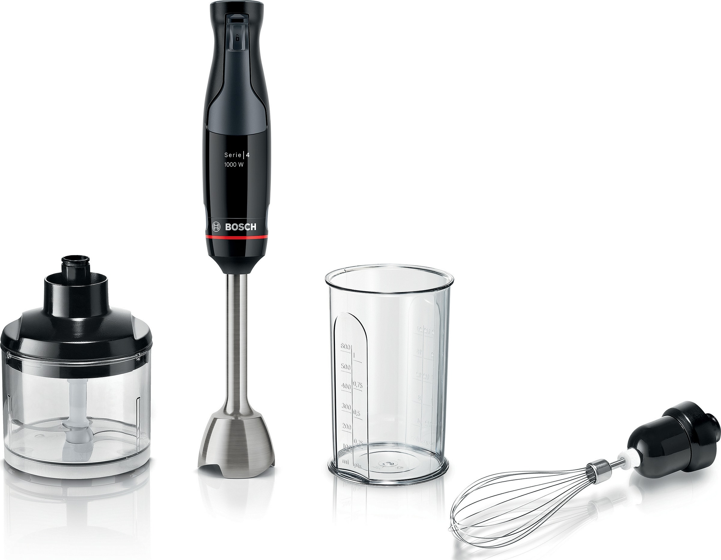 Mixeur BOSCH Mini hachoir Fouet Bol gradué 0.6L 1000W Inox MSM4B621