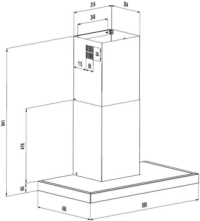 Hotte decorative murale BEKO 3 vitesses, 90cm, inox - HCB91731BXH
