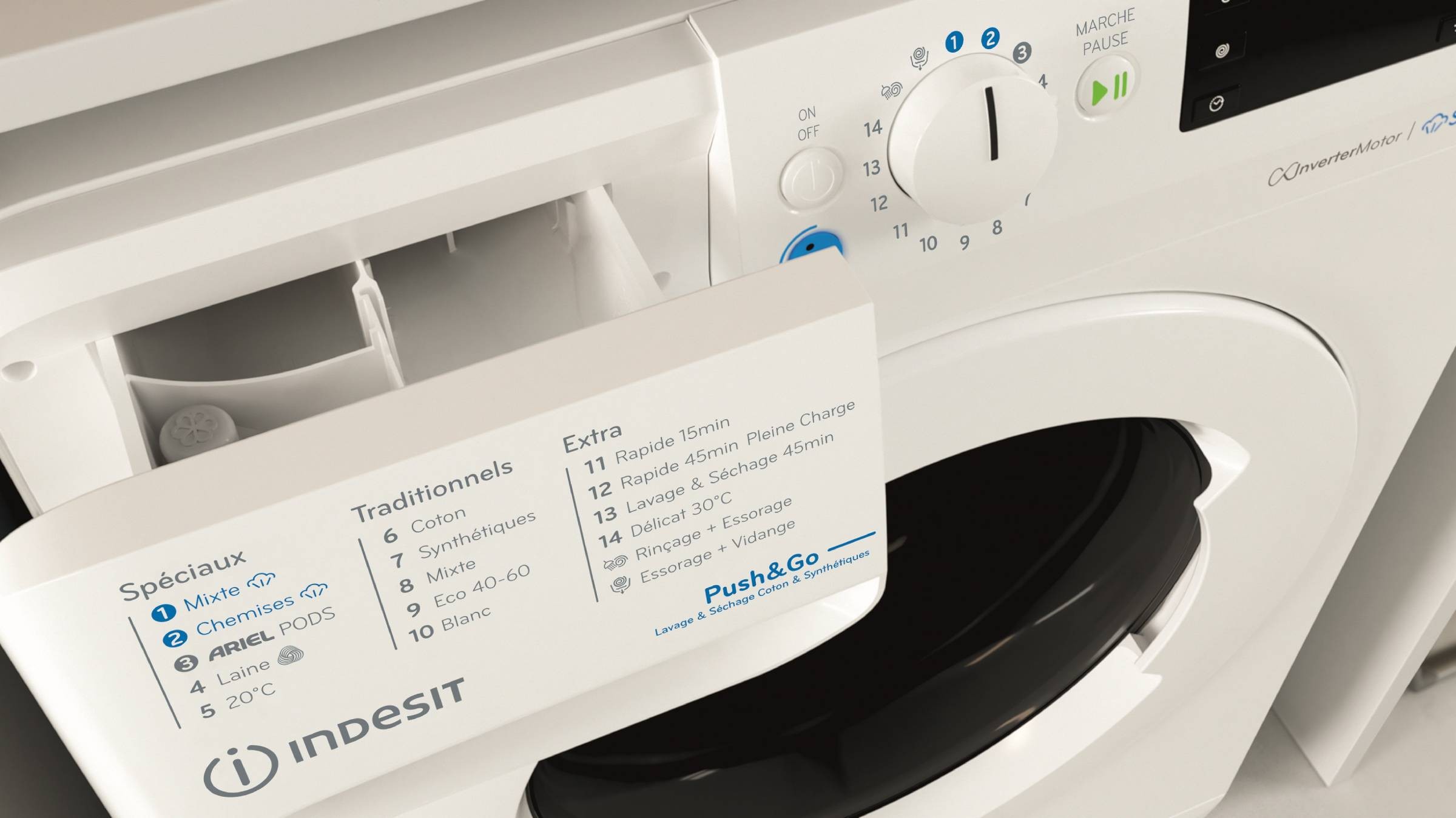 Lave linge sechant Frontal INDESIT ,1400 trs/mn, 7/6kg, Blanc - BDE76435WVFR Lave linge sechant Frontal INDESIT ,1400 trs/mn, 7/6kg, Blanc - BDE76435WVFR