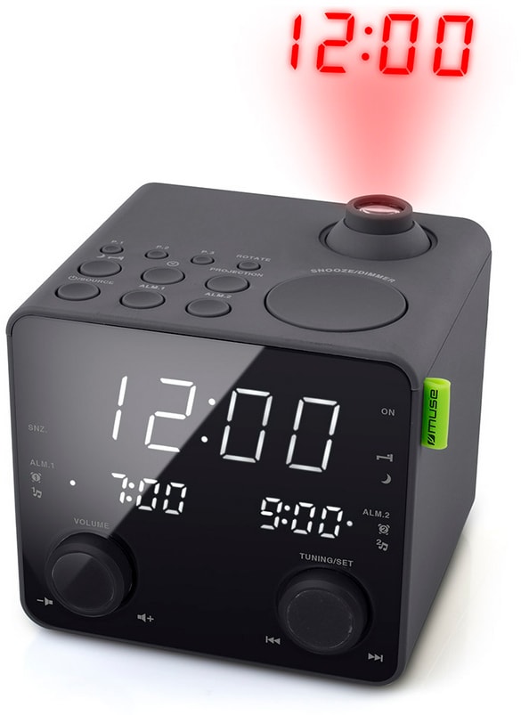 Radio réveil MUSE Projecteur FM Double alarme Noir M189P