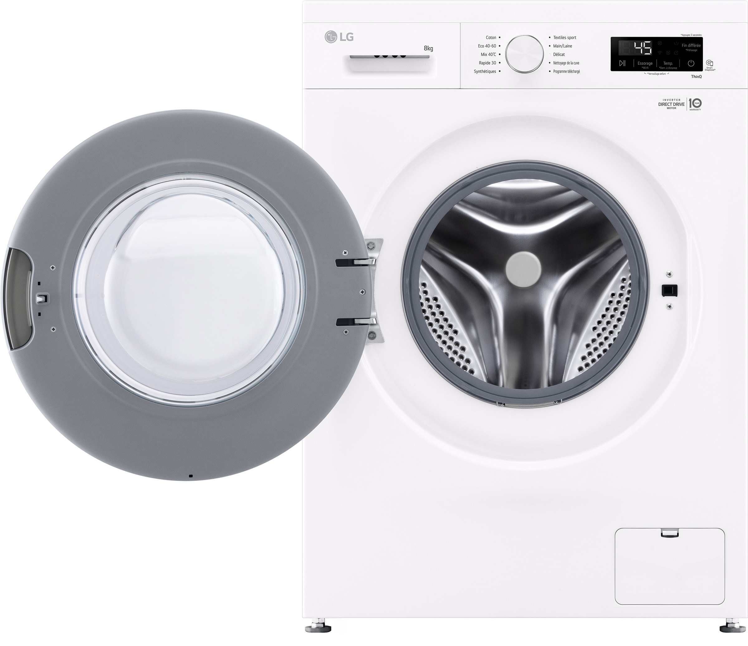 Lave linge Frontal LG ,1400 trs/mn ,8kg, Blanc - F84B13WHS