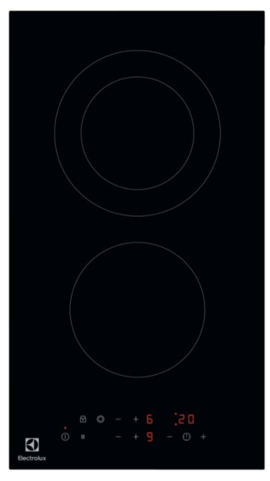 Domino vitroceramique ELECTROLUX 2 foyers 29 cm Noir LHR3233CK