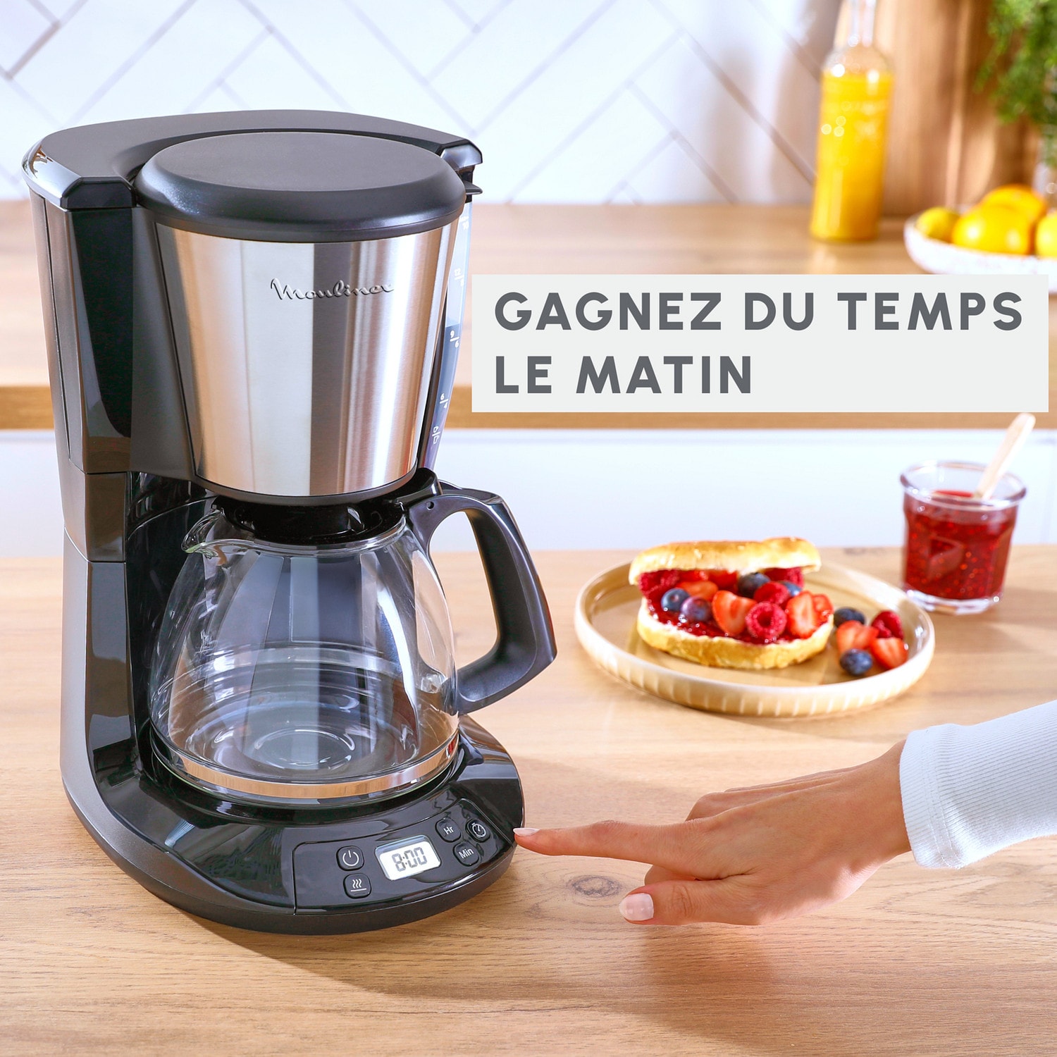 Cafetière MOULINEX Programmable 1.25L 15 tasses Inox - FG5S2DE0