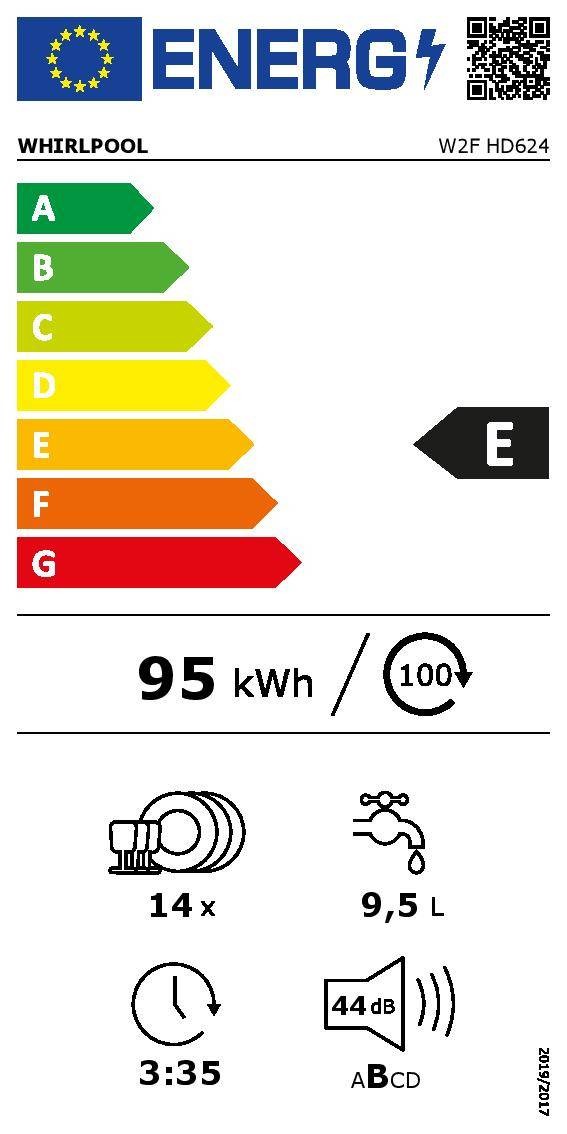 Lave vaisselle 60 cm WHIRLPOOL programme silence 14 couverts - W2FHD624 Lave vaisselle 60 cm WHIRLPOOL programme silence 14 couverts - W2FHD624