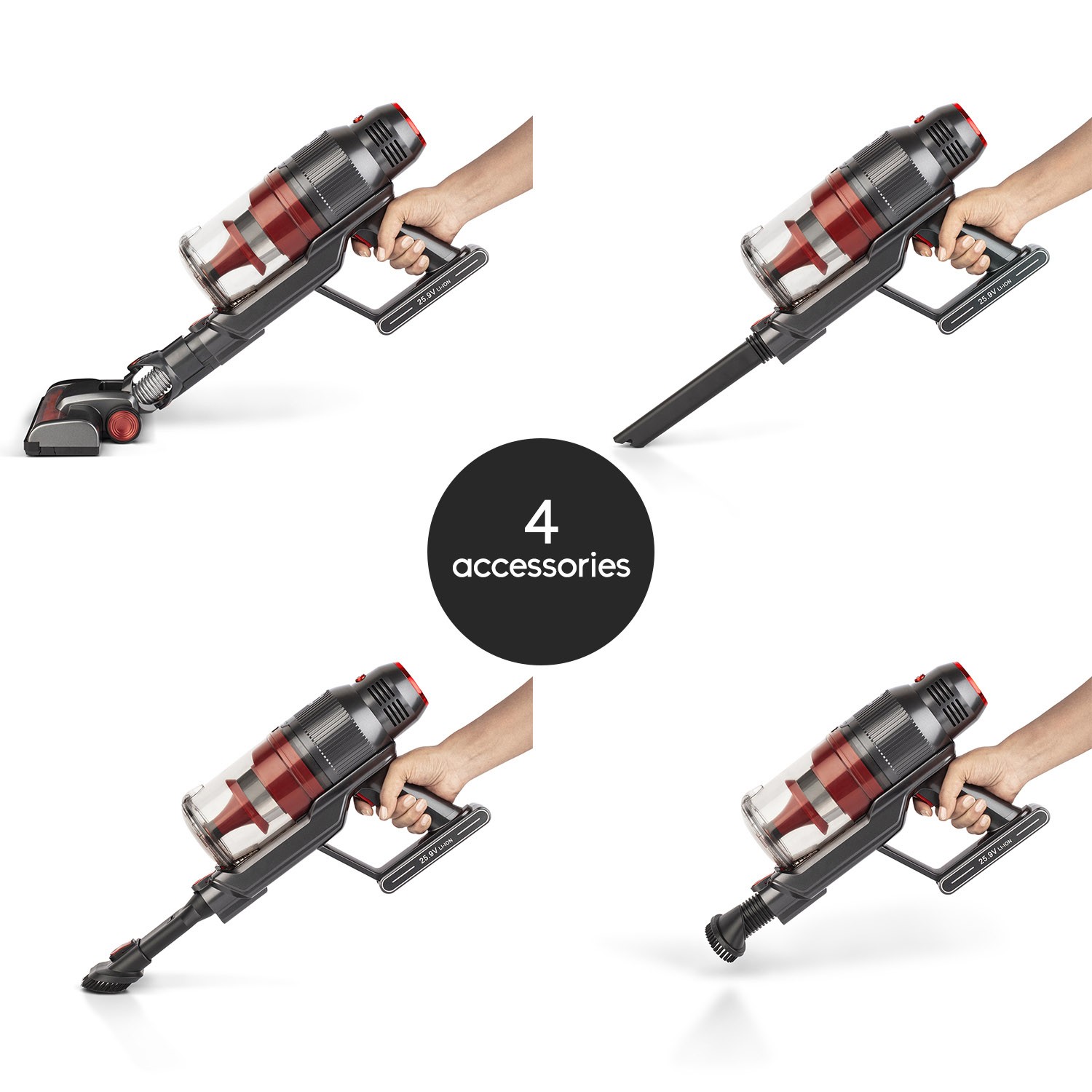 Aspirateur balai H.KOENIG UPX18, FullPower, Rouge - UPX18