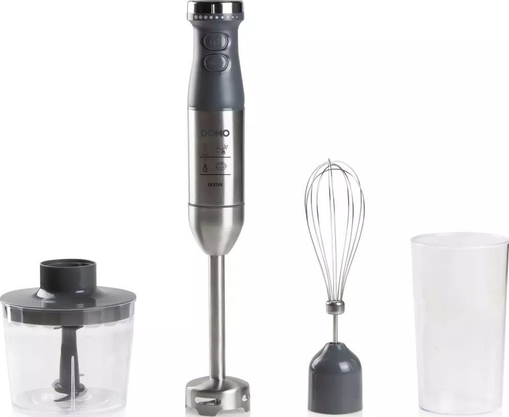 Mixeur DOMO Fouet Hachoir Verre gradué 600W Gris DO9226M