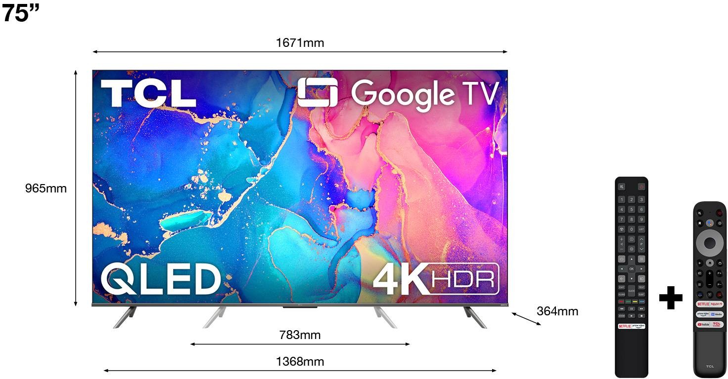 TCL TV QLED 4K 189 cm 60Hz Dolby Atmos 75" - 75QLED760