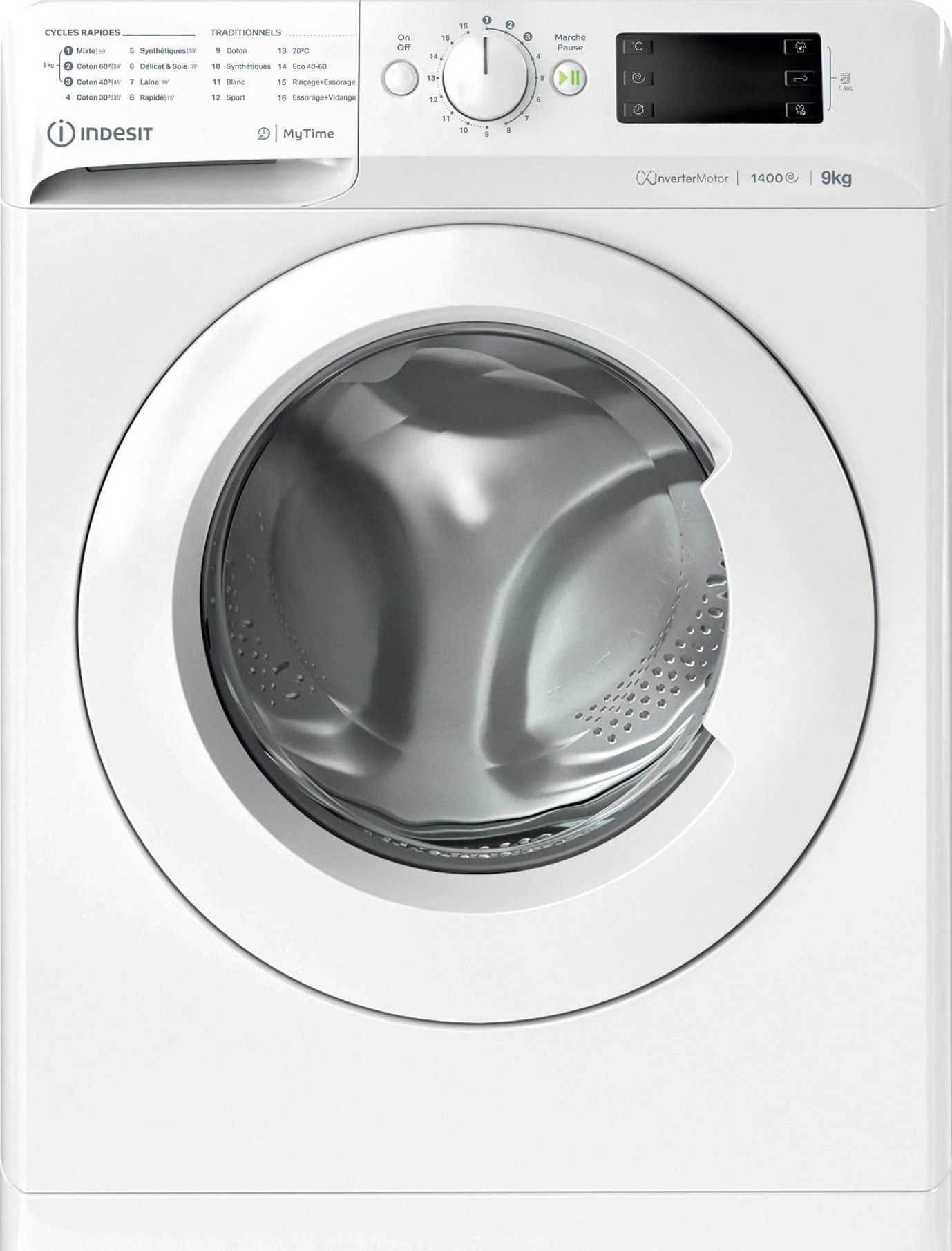 Lave linge Frontal INDESIT 9kg 1400trs/min Blanc MTW91496WKFR