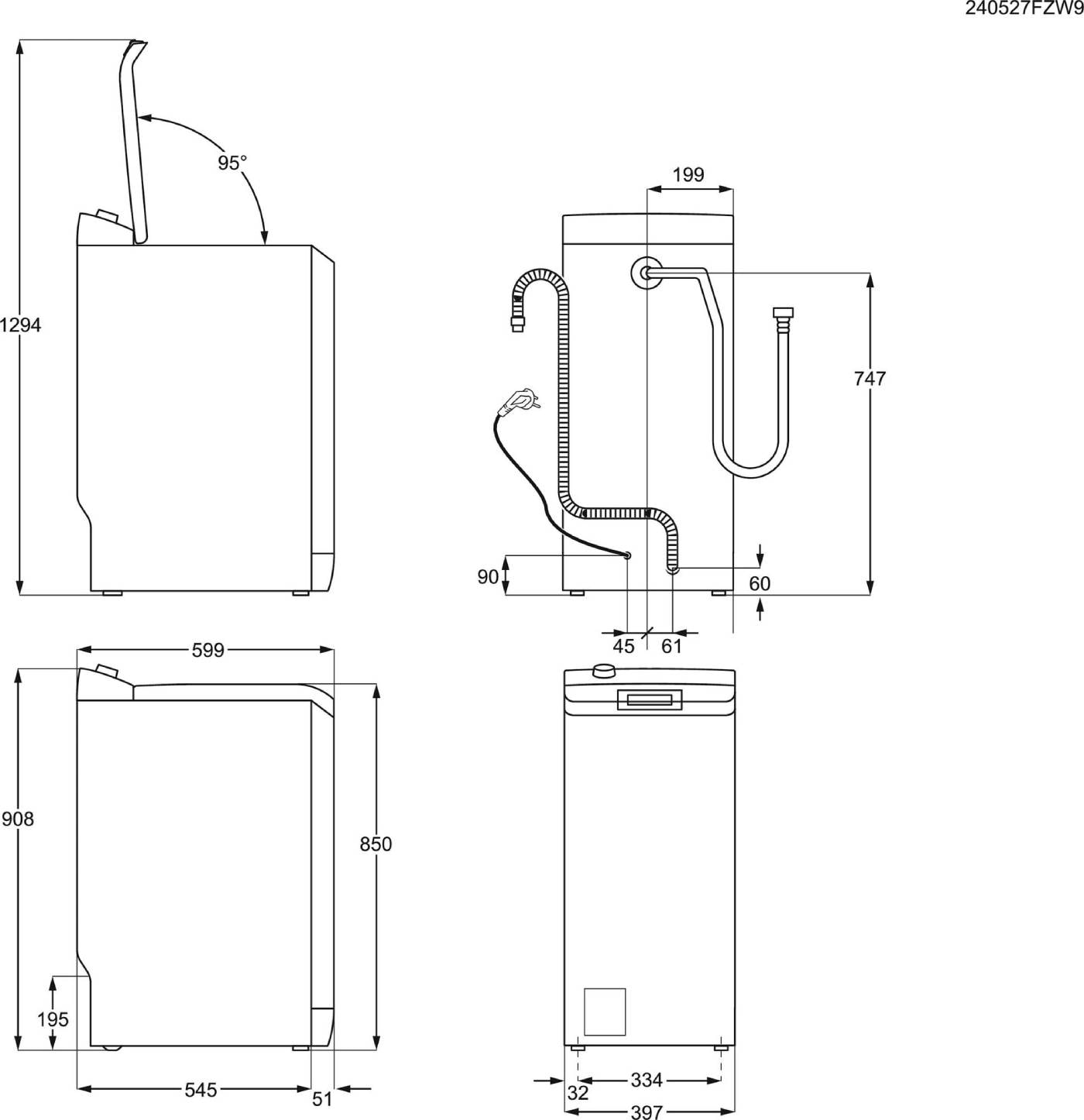 Lave linge Top ELECTROLUX , 1300 trs/mn, 6kg, Blanc - EW6T3365BCZ Lave linge Top ELECTROLUX , 1300 trs/mn, 6kg, Blanc - EW6T3365BCZ