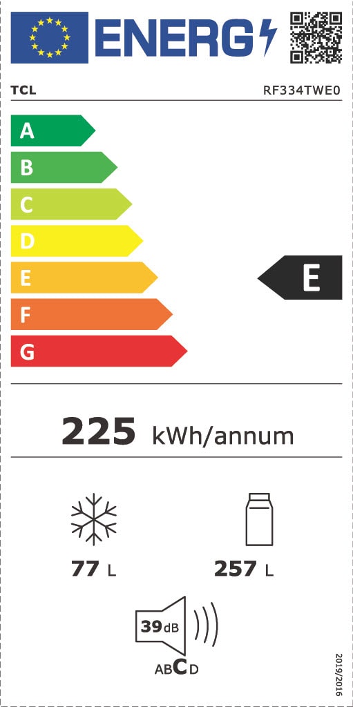 Réfrigérateur congélateur haut TCL Froid ventilé intégral, 334L, Blanc - RF334TWE0 Réfrigérateur congélateur haut TCL Froid ventilé intégral, 334L, Blanc - RF334TWE0