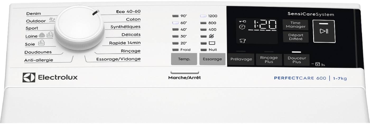 Lave linge Top ELECTROLUX , 1200 trs/mn, 7kg, Blanc - EW6T4376BZ Lave linge Top ELECTROLUX , 1200 trs/mn, 7kg, Blanc - EW6T4376BZ
