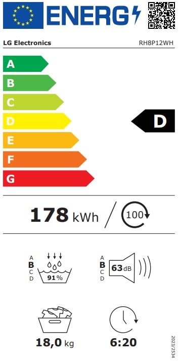 Sèche-linge pompe à chaleur LG , Direct Drive, 18Kg, Blanc - RH8P12WH Sèche-linge pompe à chaleur LG , Direct Drive, 18Kg, Blanc - RH8P12WH