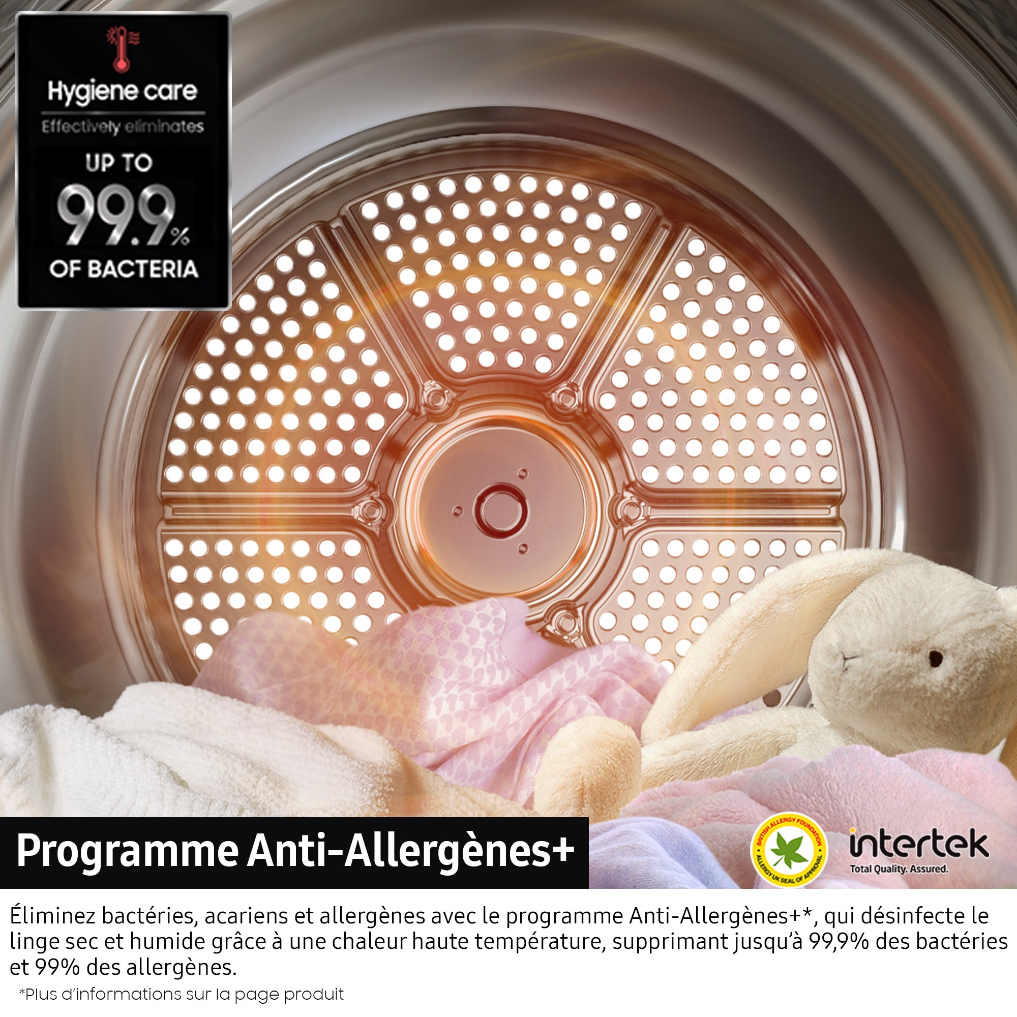 Sèche-linge pompe à chaleur SAMSUNG Optimal Dry 9kg 65 dB Blanc - DV90DG52A0TH