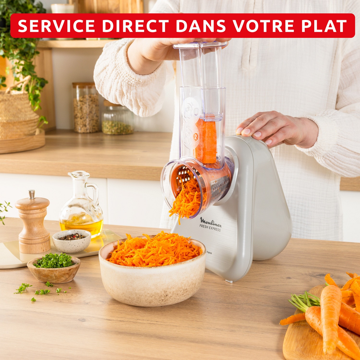 Hachoir MOULINEX 3 Cônes 150W Ecru - DK853BE0